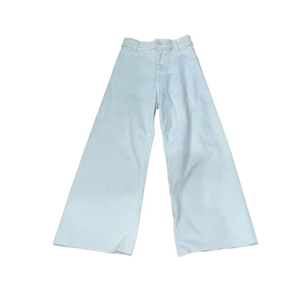 ZARA The Marine Straight Wide Leg White  Denim Jeans Size 2